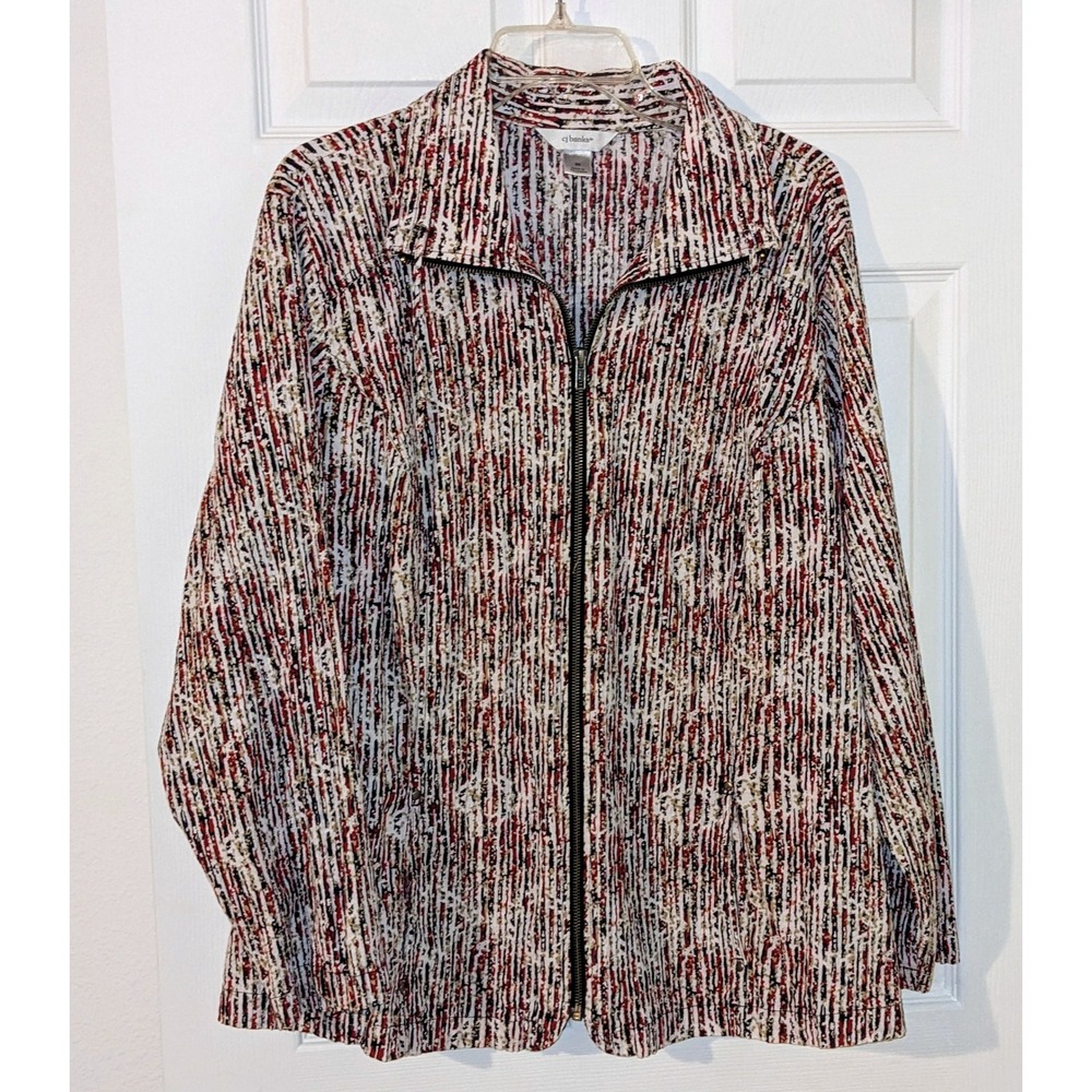 CJ Banks Zip‎ Front Jacket Abstract Print Collared Long Sleeve 3X